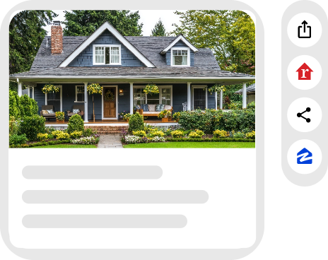 Real estate listing card with MLS portal sync